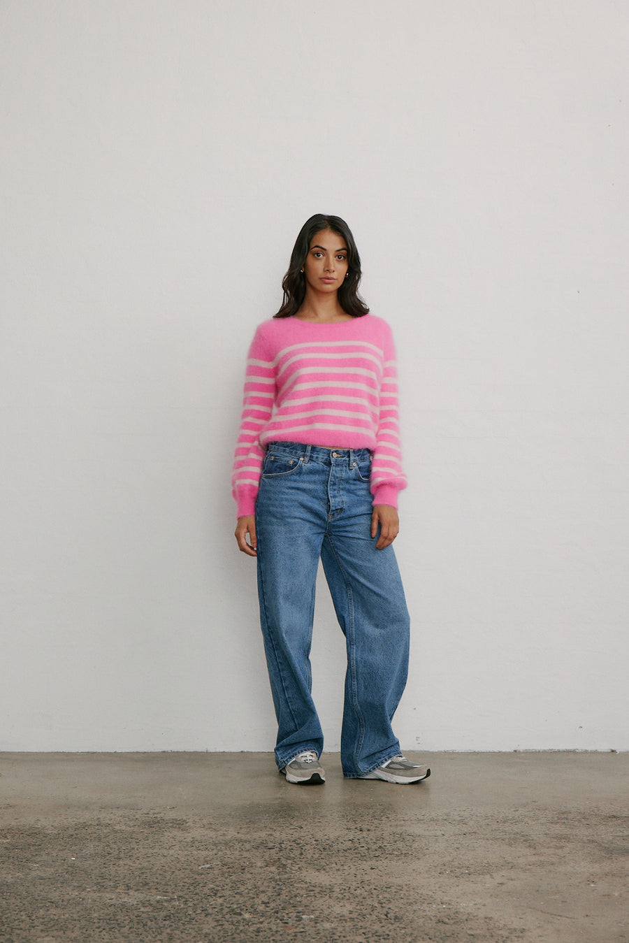 World of Nomads II Tara Stripe Cashmere Crew Knit - Bloom
