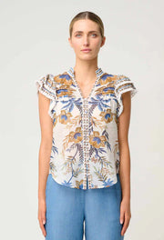 Oncewas II LUMA Flutter Sleeve Top - golden Medina