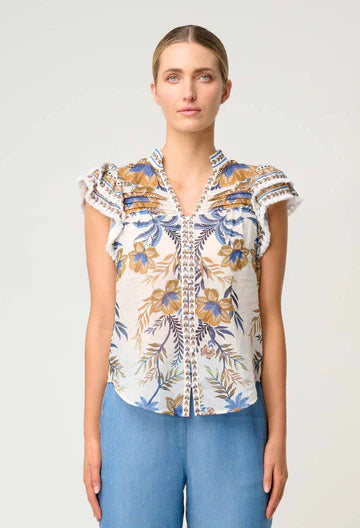 Oncewas II LUMA Flutter Sleeve Top - golden Medina