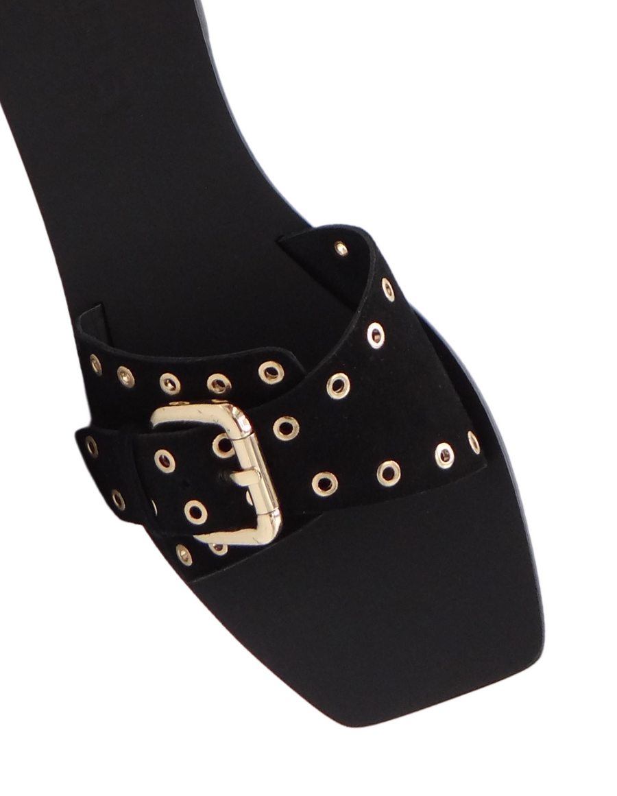 CAVERLEY II Rave Slide Stud - Black Suede