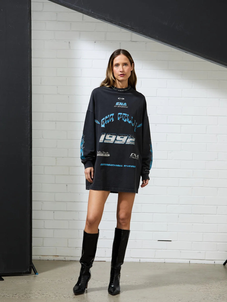 ENA Pelly II SPEEDWAY Tee Dress - Washed Black