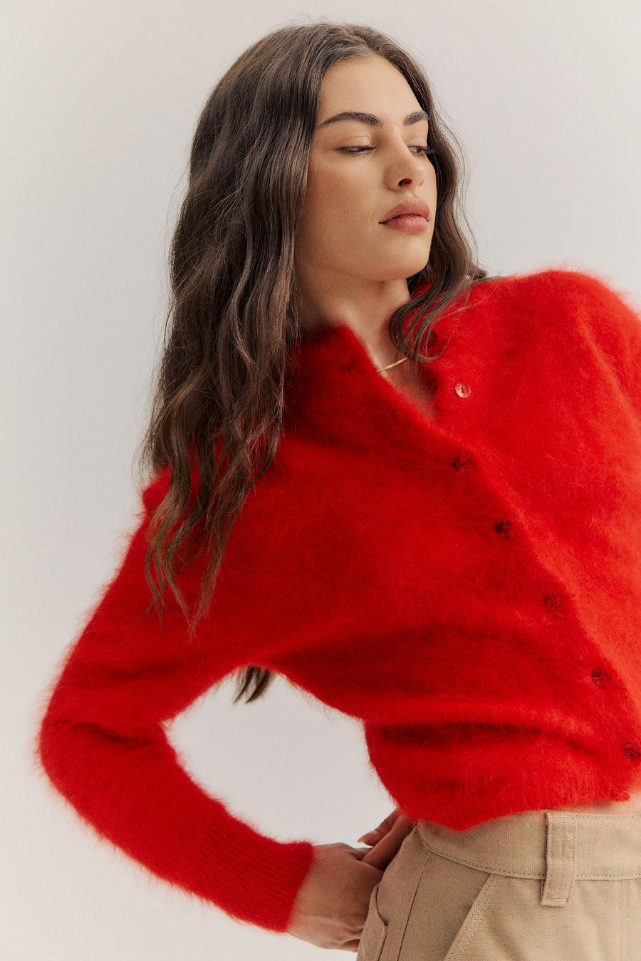 World of Nomads II BELLA Cropped Cashmere Cardi - flame