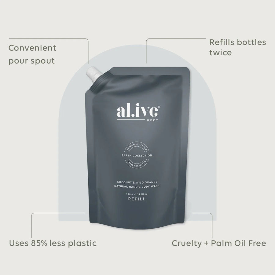 Al.ive II 1 Ltr Wash Refill - Coconut & Wild Orange