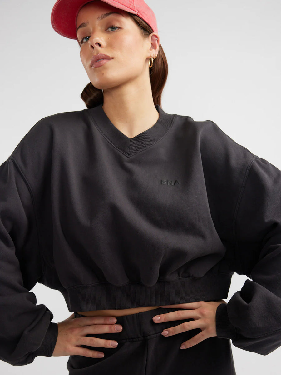ENA Pelly II HAILEY Crop Sweatshirt - Vintage Black