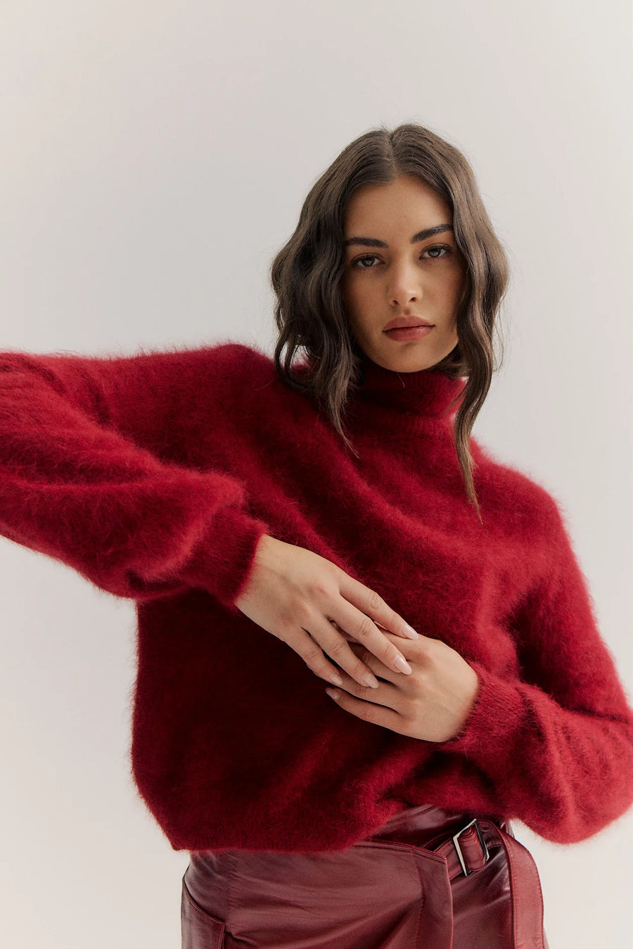 World Of Nomads II MAYA Roll Neck Knit - Merlot
