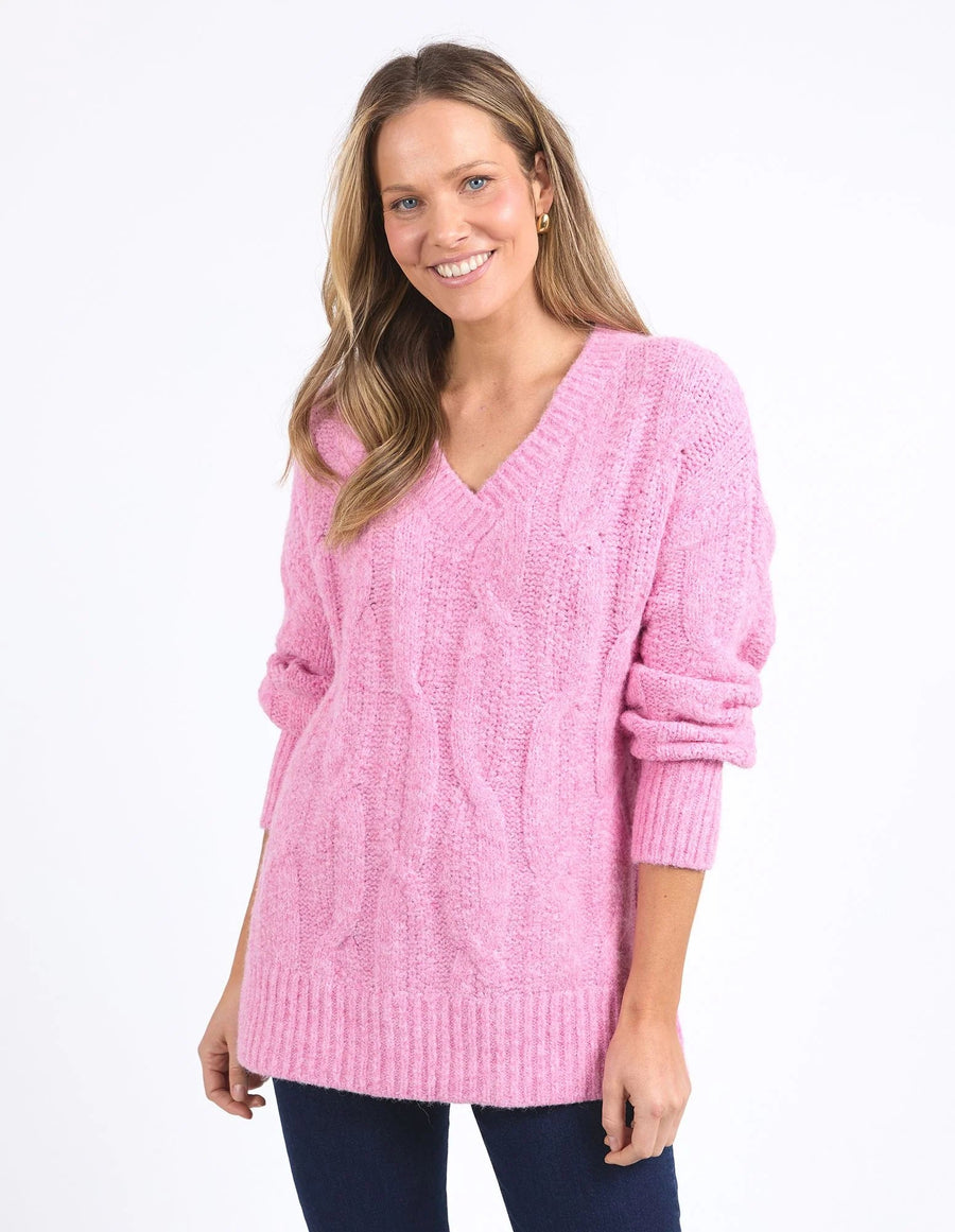 Elm Lifestyle II TALLULAH Cable Knit - Pink Geranium