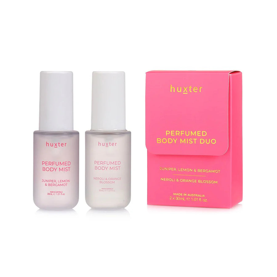 Huxter II Perfume Body Mist Duo - 2 x 30ml bottles - Juniper, Lemon & Bergamot + Neroli & Orange Blossom