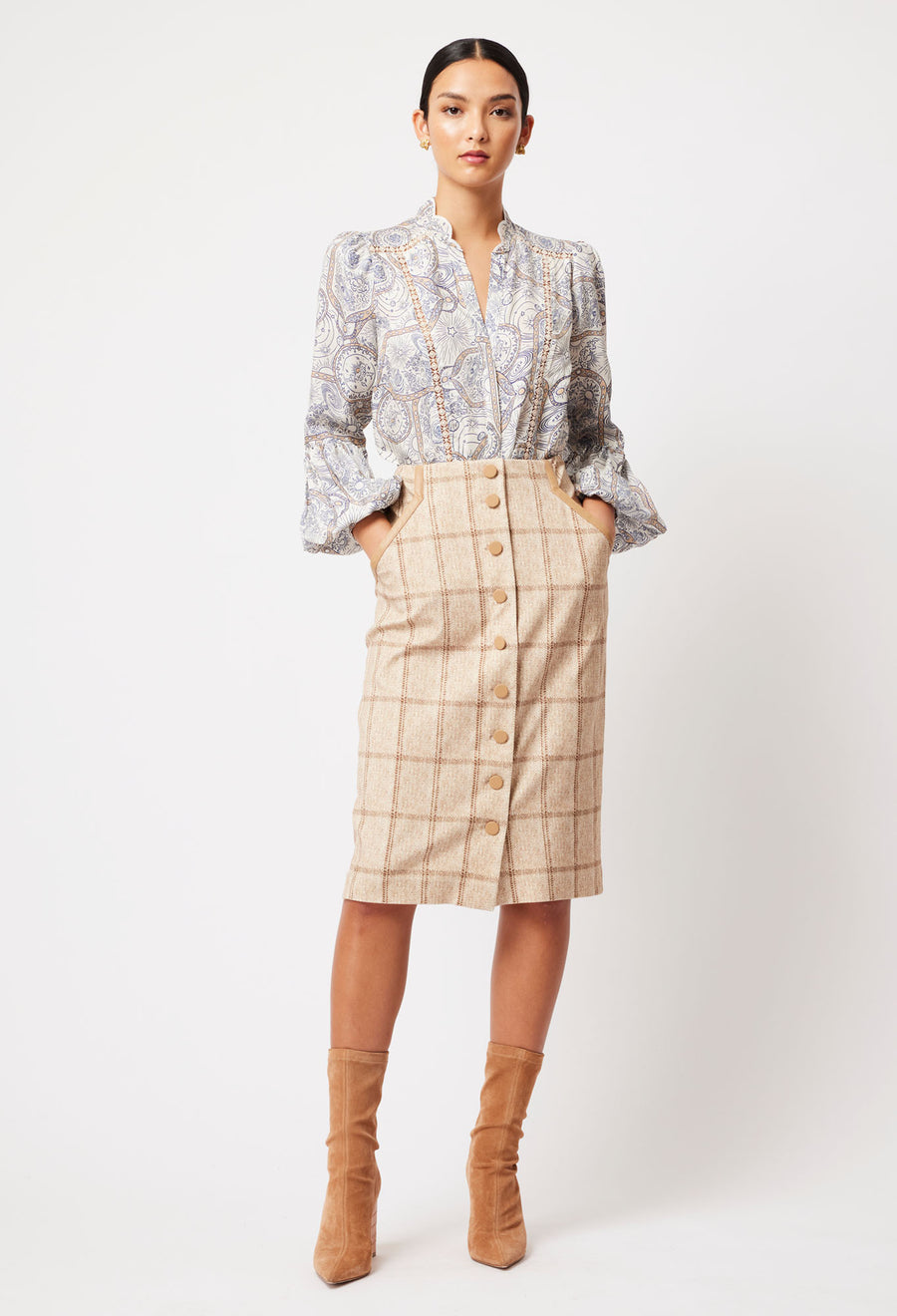 OnceWas II Eddie Ponte Skirt - Oatmeal