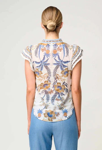Oncewas II LUMA Flutter Sleeve Top - golden Medina
