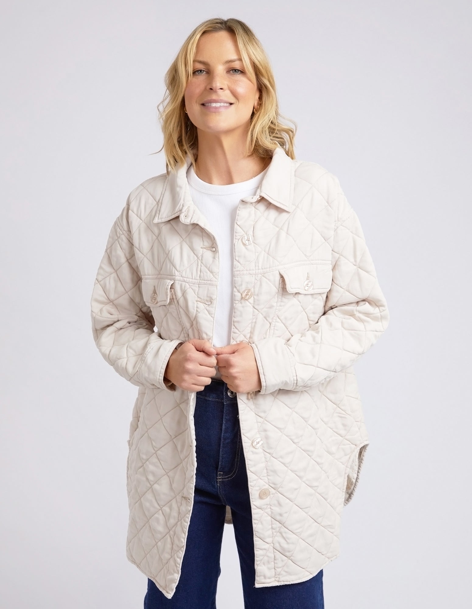 Elm Lifestyle II KATIE Quilted Shacket - oat