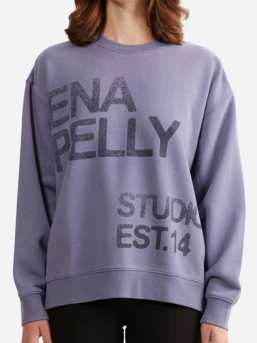ENA Pelly II LOLA Oversized Sweater Stamped logo - Dark Iris