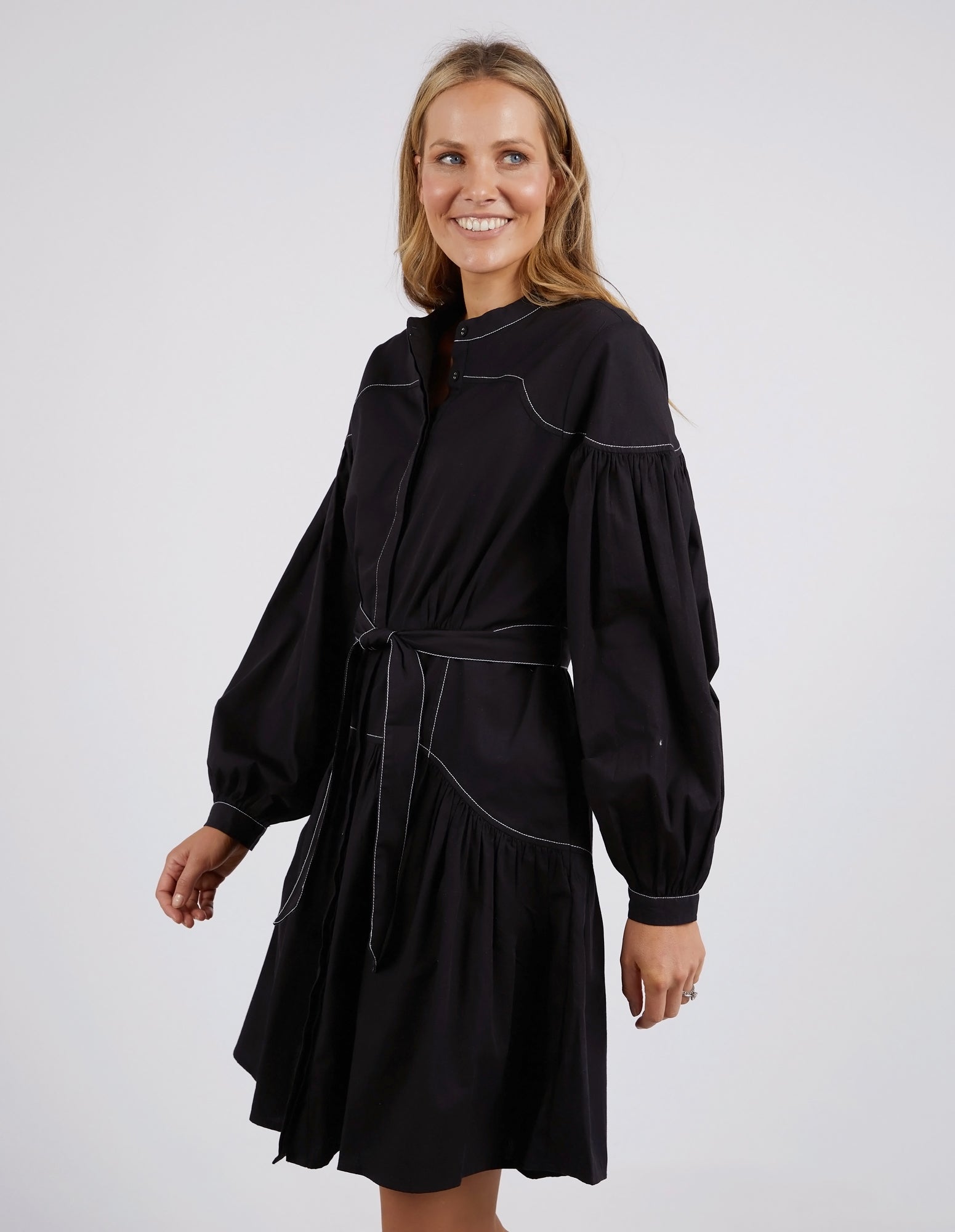 Foxwood II GOLDIE Contrast Stitch Dress - black