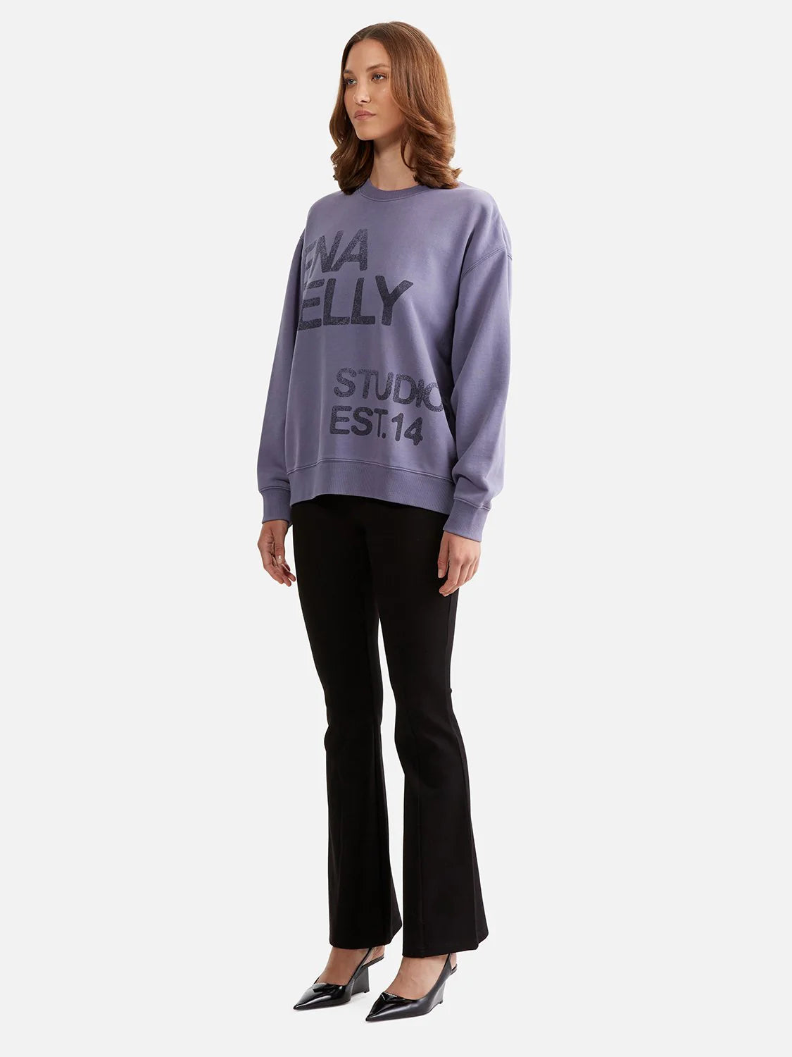ENA Pelly II LOLA Oversized Sweater Stamped logo - Dark Iris