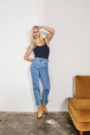 Kireina II VACAY Slim Kick Flare Raw Hem - 70’s Blue