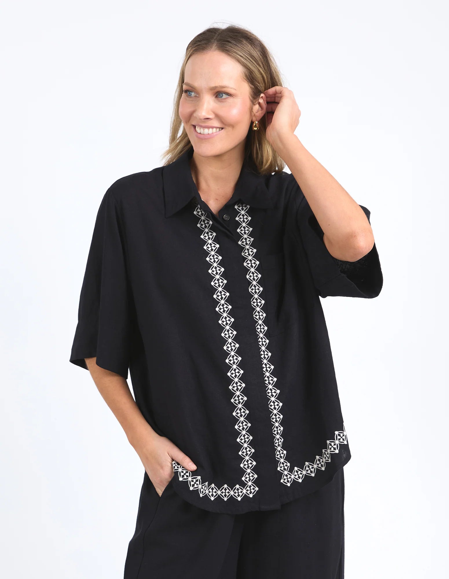 Elm Lifestyle II NINA Embroidered Shirt - Black