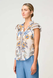 Oncewas II LUMA Flutter Sleeve Top - golden Medina