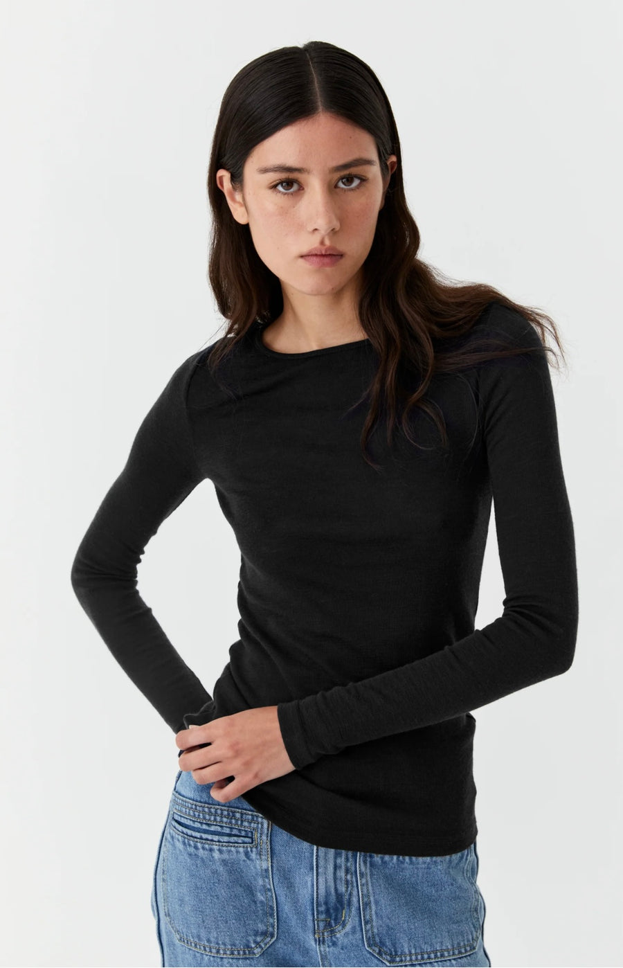 Morrison II MORRI MERINO ROUND NECK - black