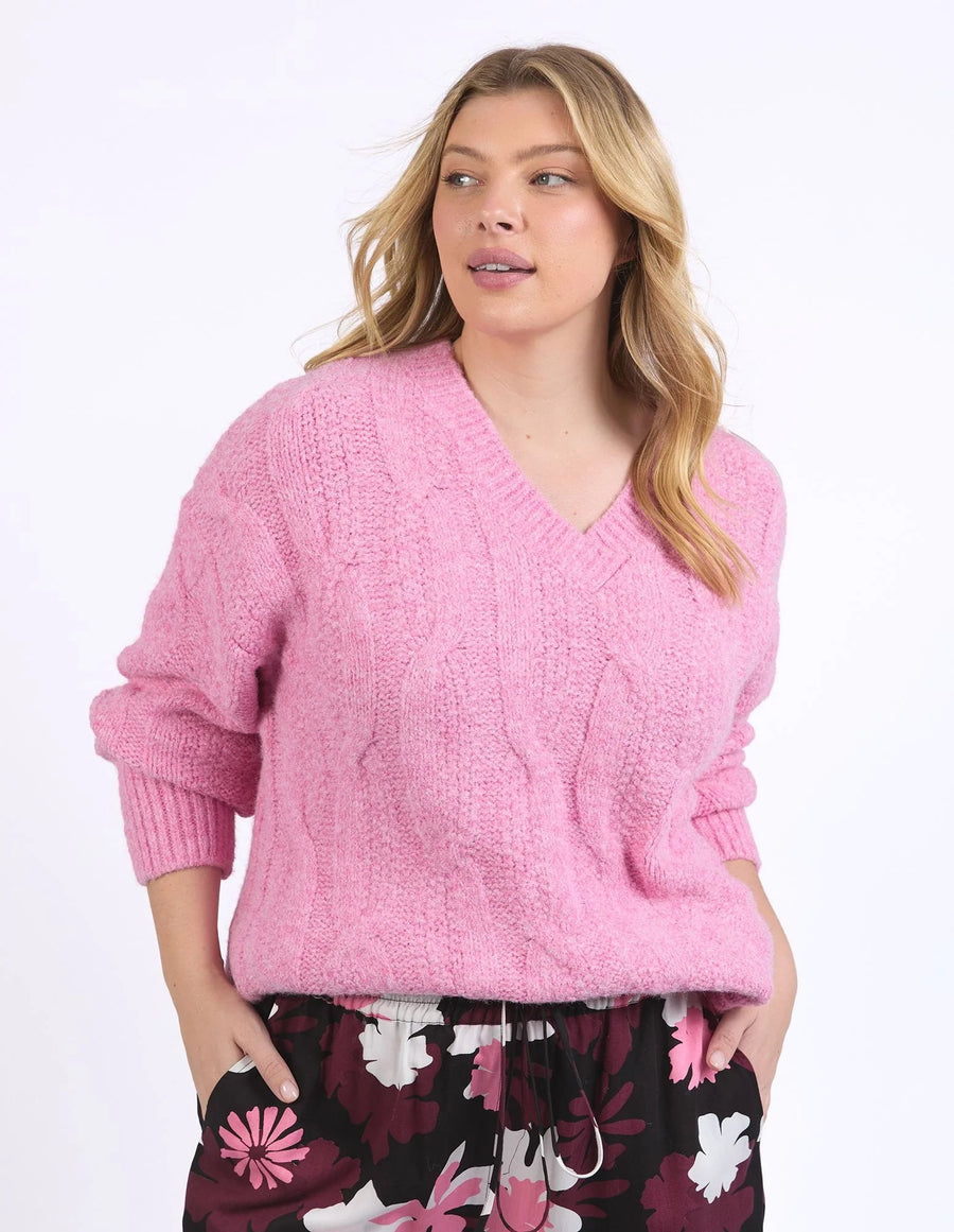 Elm Lifestyle II TALLULAH Cable Knit - Pink Geranium