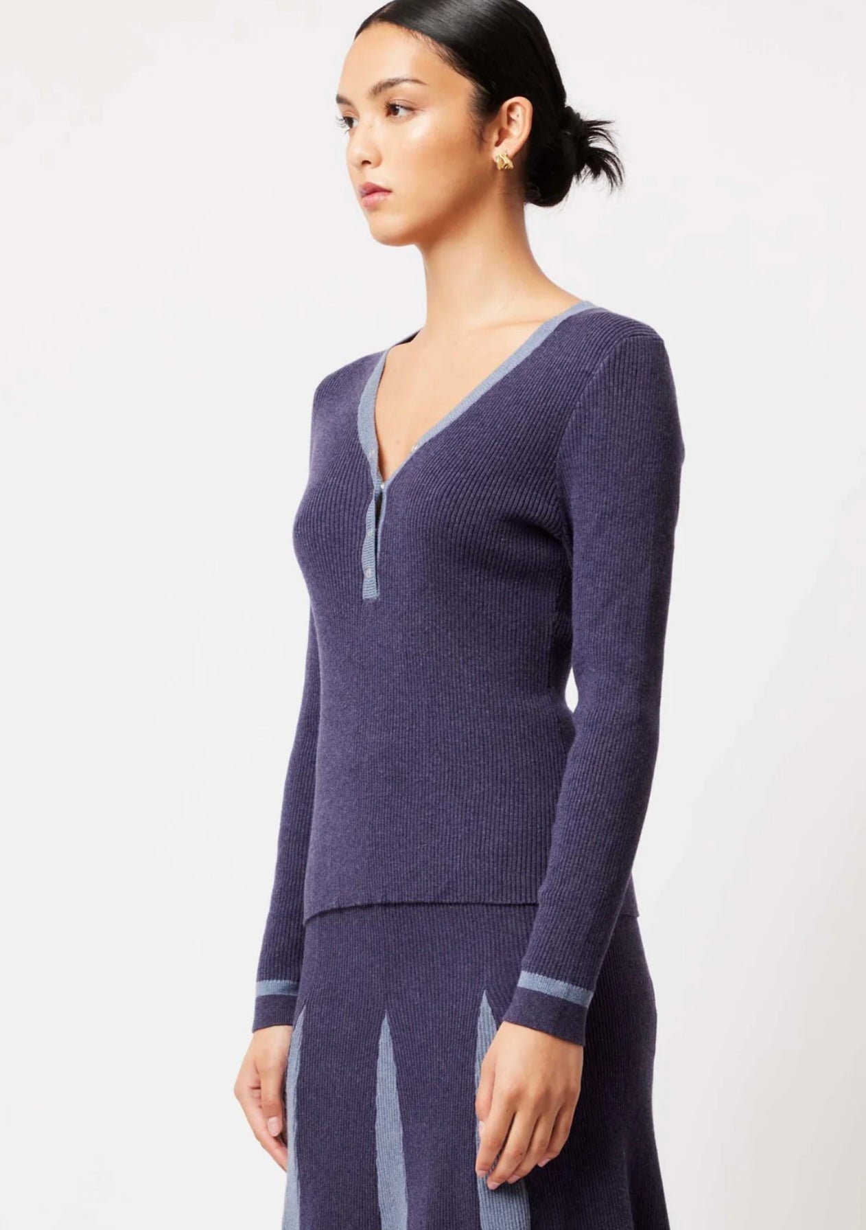 Oncewas II NOVA MERINO WOOL KNIT TOP - INK/STORM
