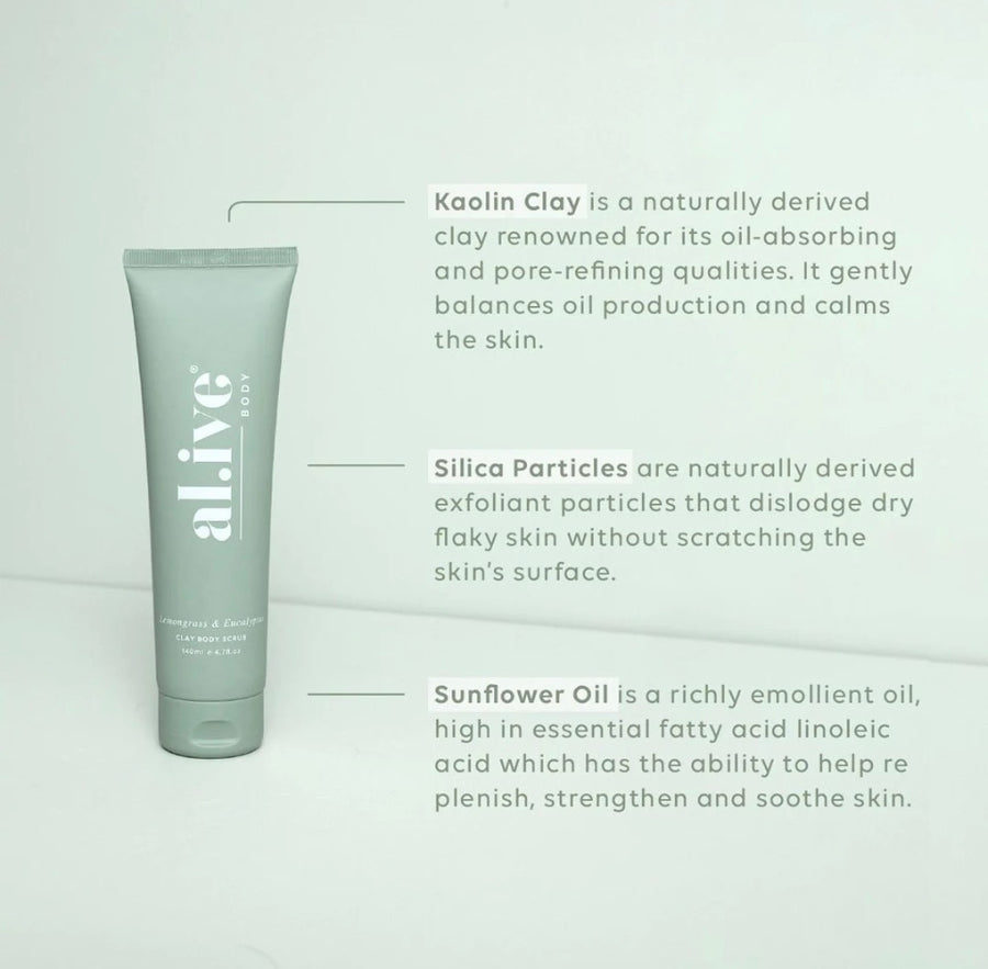 al.ive II CLAY Body Scrub - lemongrass & eucalyptus