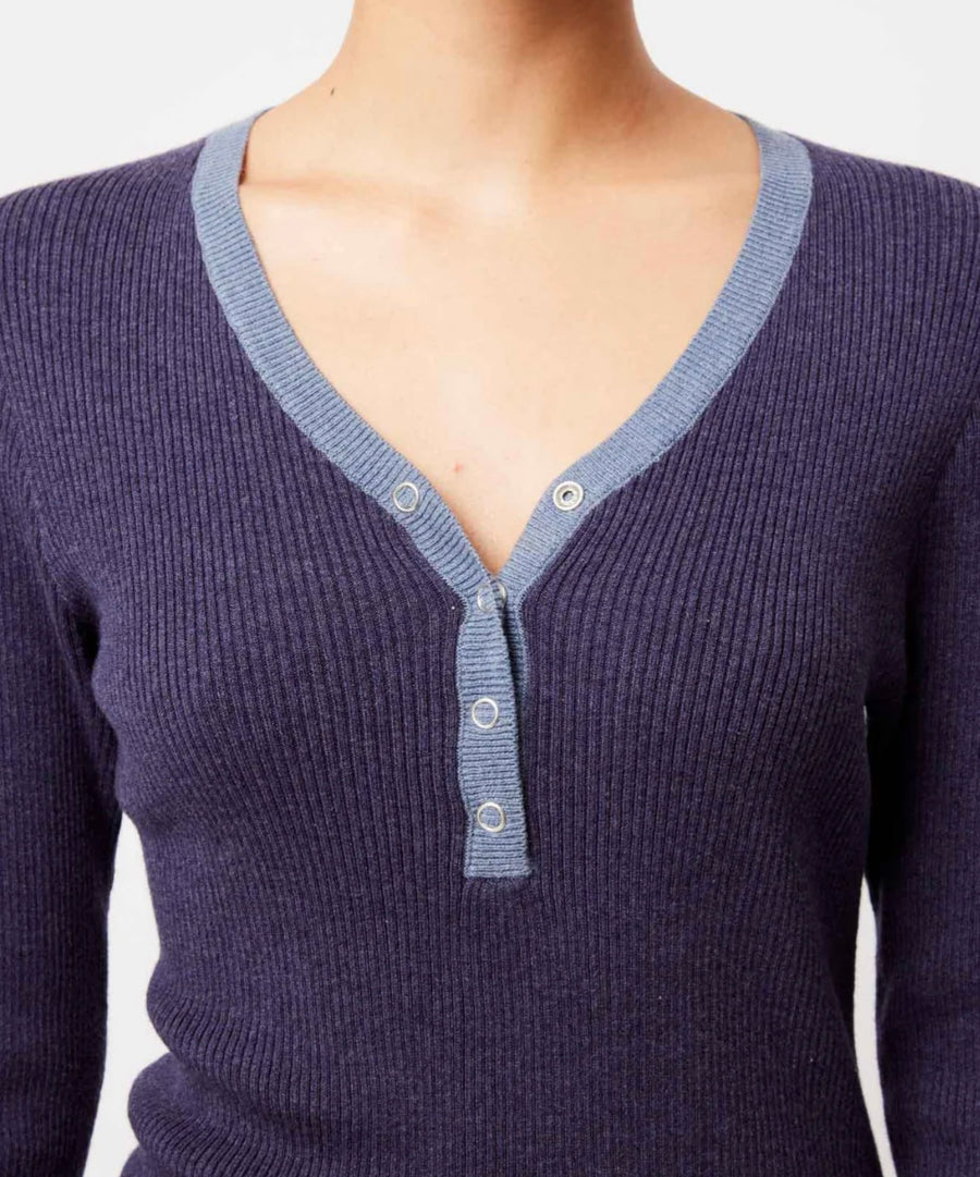 Oncewas II NOVA MERINO WOOL KNIT TOP - INK/STORM
