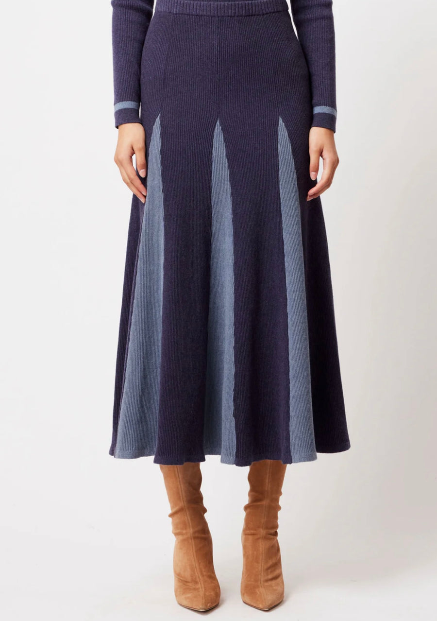 OnceWas II NOVA MERINO WOOL KNIT SKIRT - INK/STORM