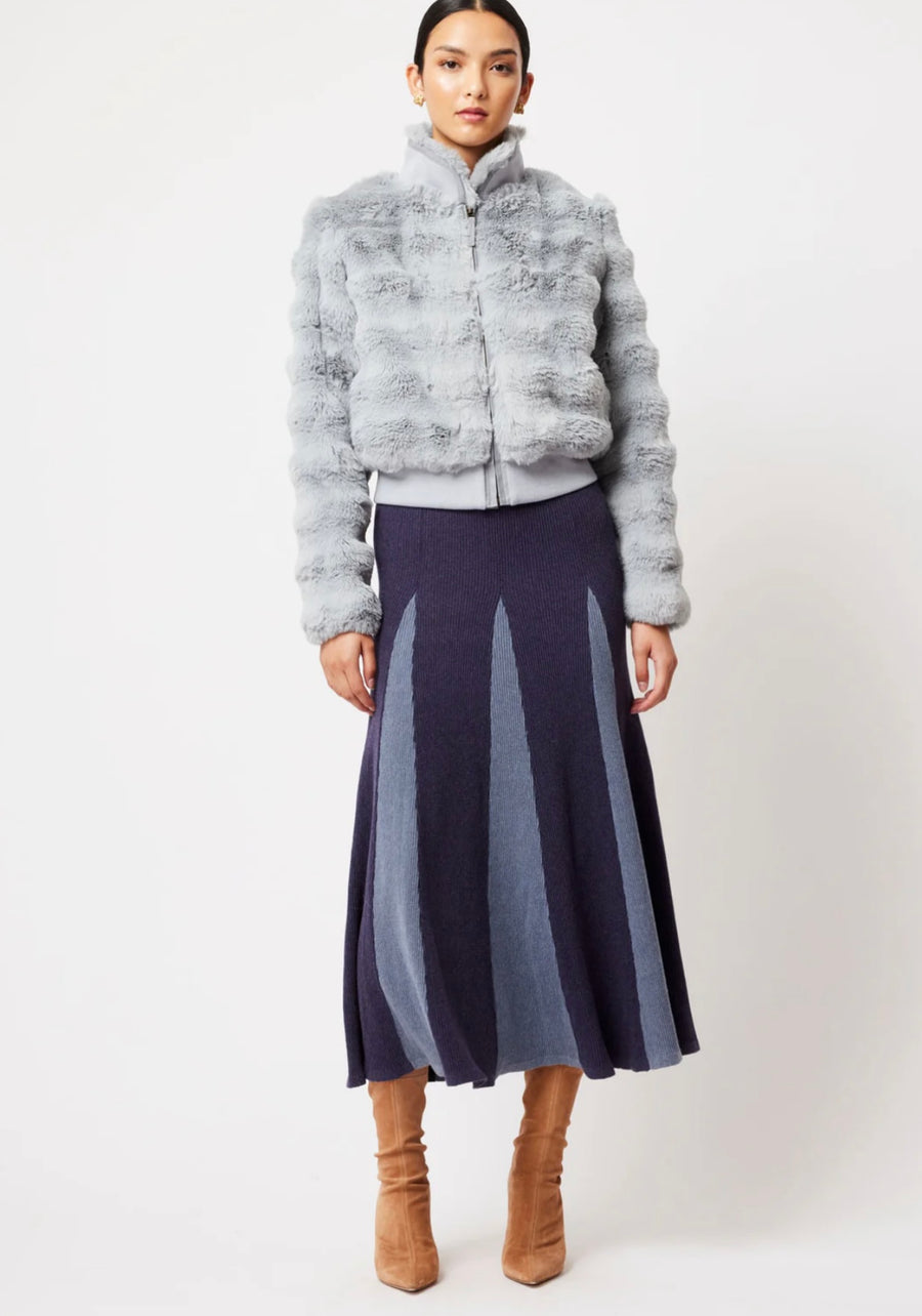 OnceWas II NOVA MERINO WOOL KNIT SKIRT - INK/STORM