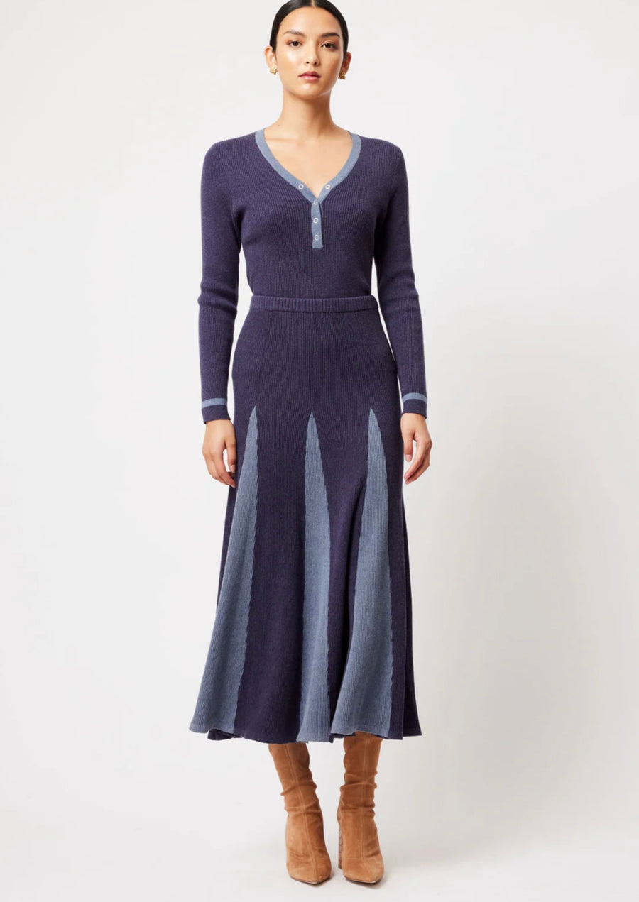 Oncewas II NOVA MERINO WOOL KNIT TOP - INK/STORM