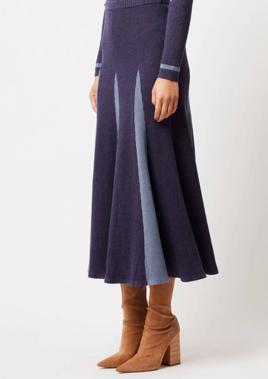 OnceWas II NOVA MERINO WOOL KNIT SKIRT - INK/STORM