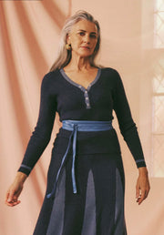 Oncewas II NOVA MERINO WOOL KNIT TOP - INK/STORM