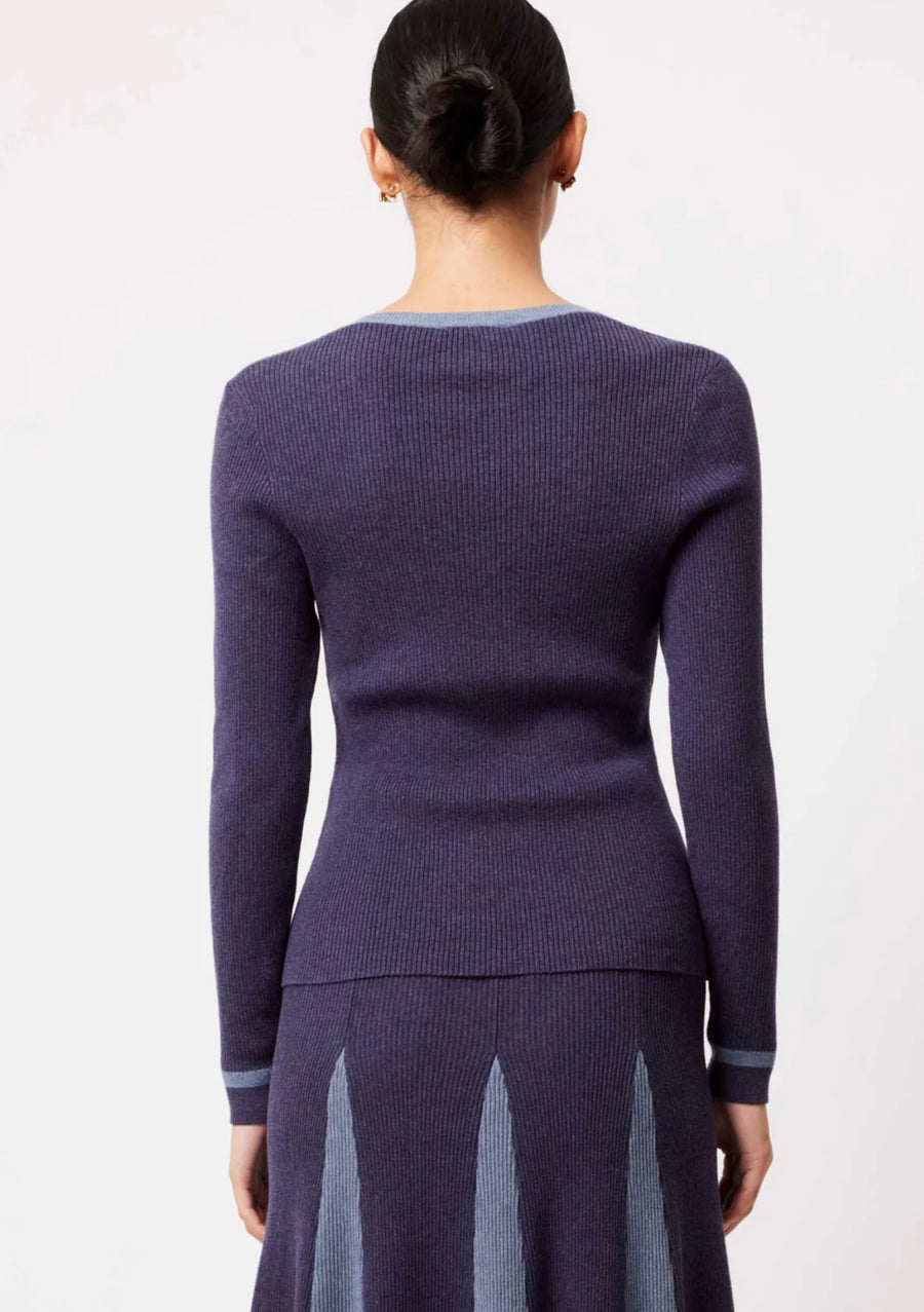 Oncewas II NOVA MERINO WOOL KNIT TOP - INK/STORM