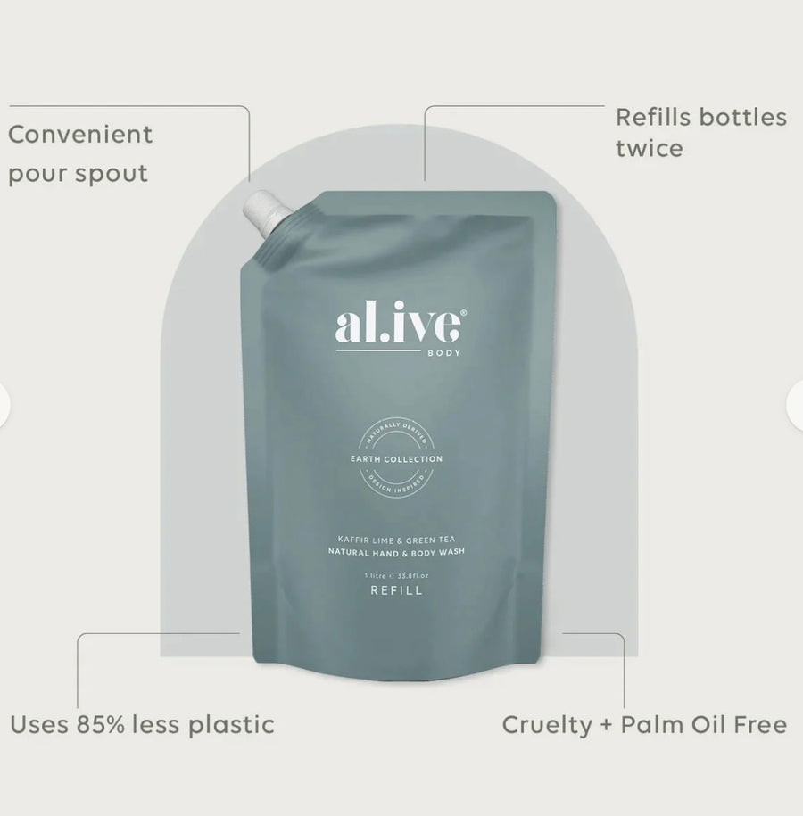 Al.ive II 1lt REFILL Wash - KAFFIR LIME & Green Tea