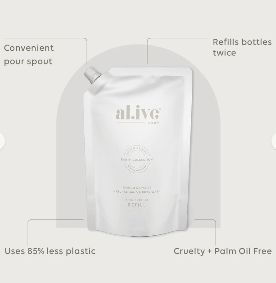 Al.ive II 1Lt REFILL Wash Mango & Lychee Hand & Body Wash