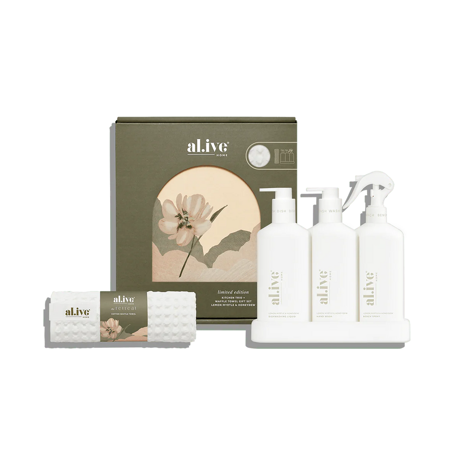 Al.ive II THE RETREAT Kitchen Trio & Towel set -  Lemon Myrtle & Honeydew
