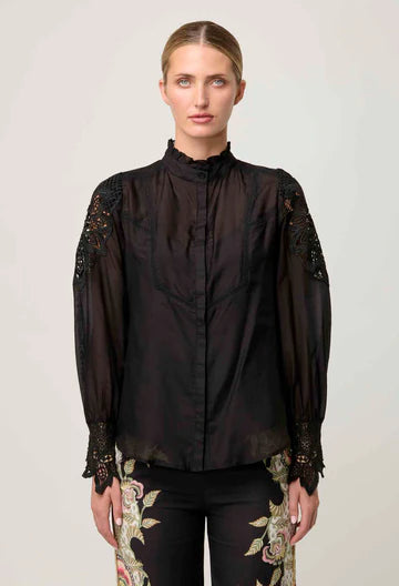 Oncewas II SEVILLA Custom Lace Shirt - black