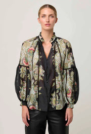 Oncewas II ESPADA Lace Trim Spliced Blouse
