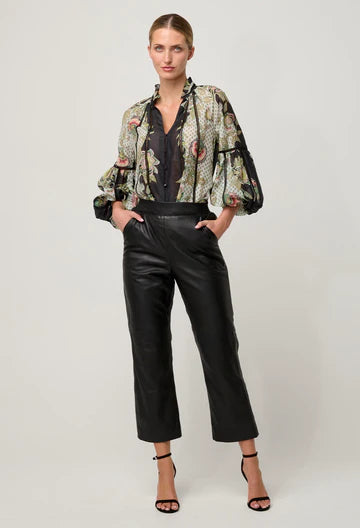 Oncewas II ESPADA Lace Trim Spliced Blouse