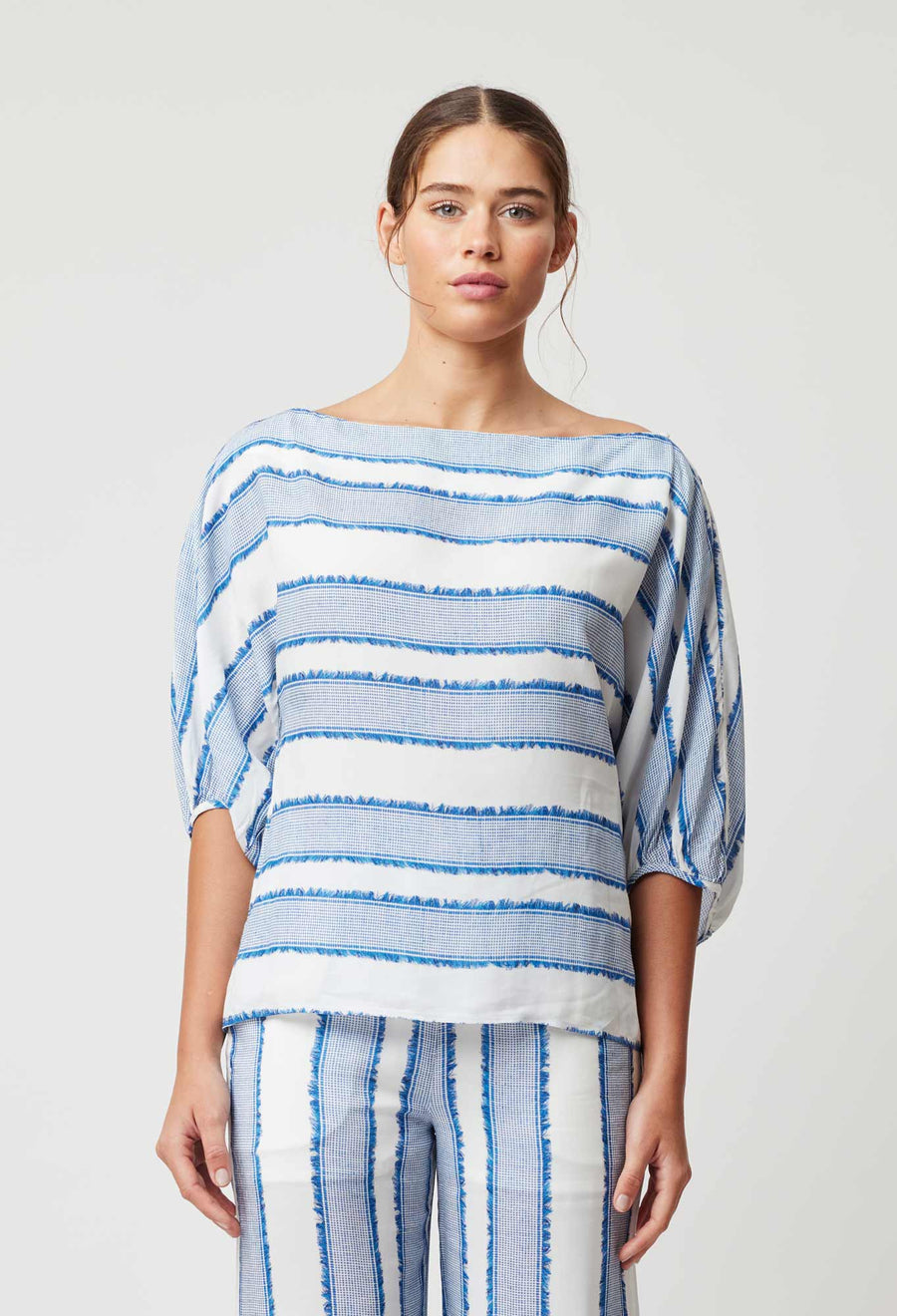 Oncewas II POSITANO DOLMAN Sleeve Top - Sorrento stripe