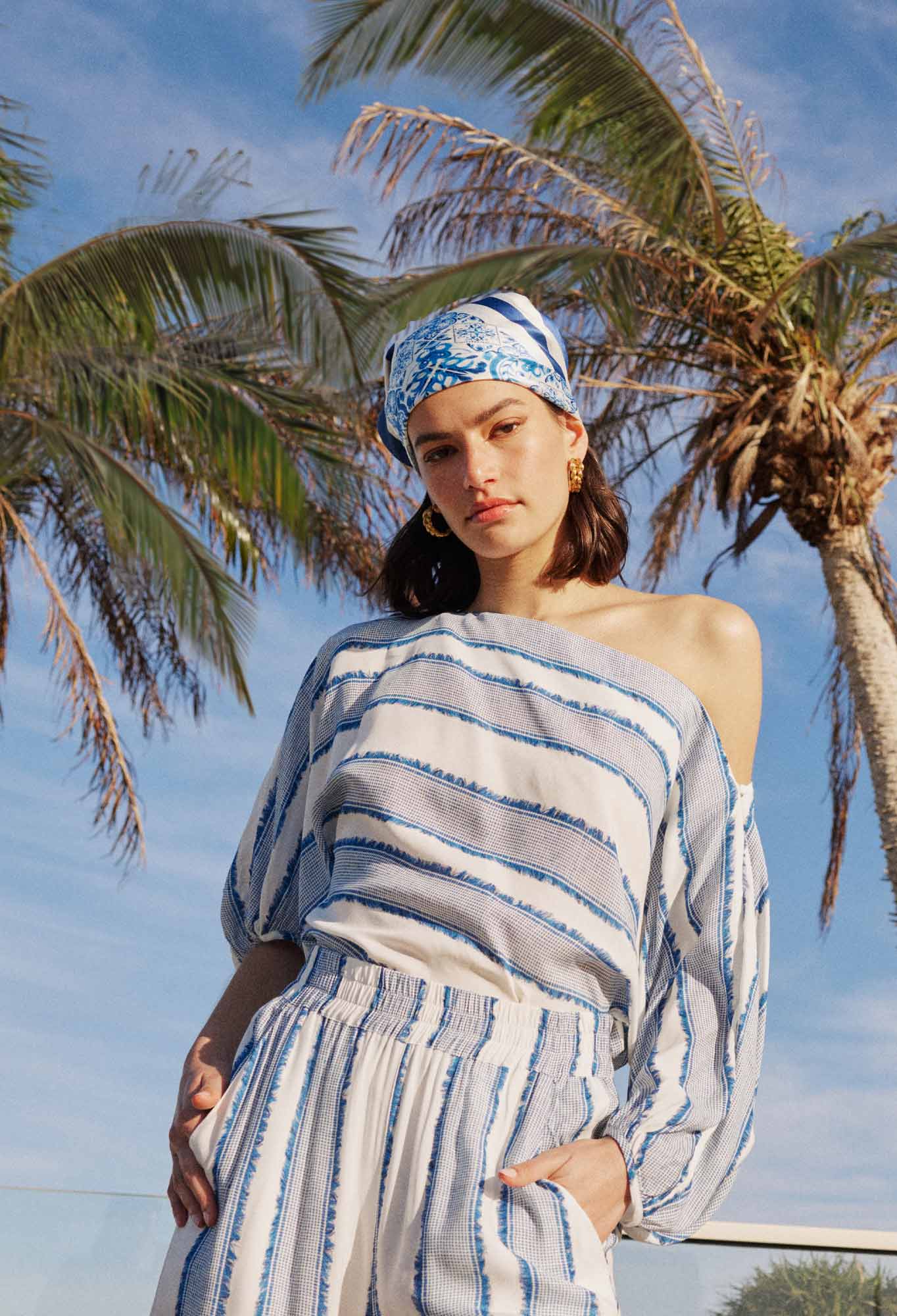 Oncewas II POSITANO DOLMAN Sleeve Top - Sorrento stripe