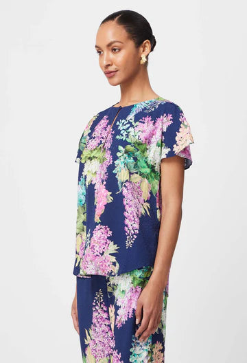 Oncewas II AUGUSTINE WATERFALL DOBBY Top - navy wisteria