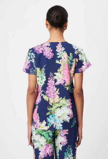 Oncewas II AUGUSTINE WATERFALL DOBBY Top - navy wisteria