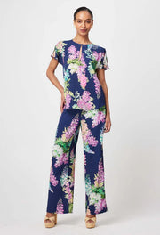 Oncewas II AUGUSTINE WATERFALL DOBBY Top - navy wisteria