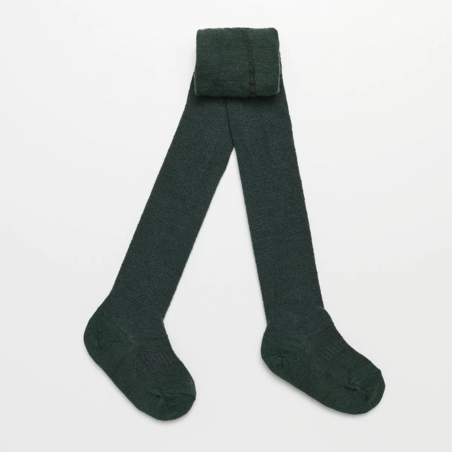Lamington II Merino Wool Textured Knit Tights- Fern
