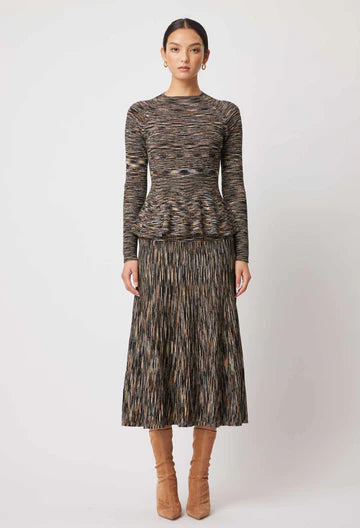 Oncewas II HARMONY Space Dye Peplum Knit - Black Pampas