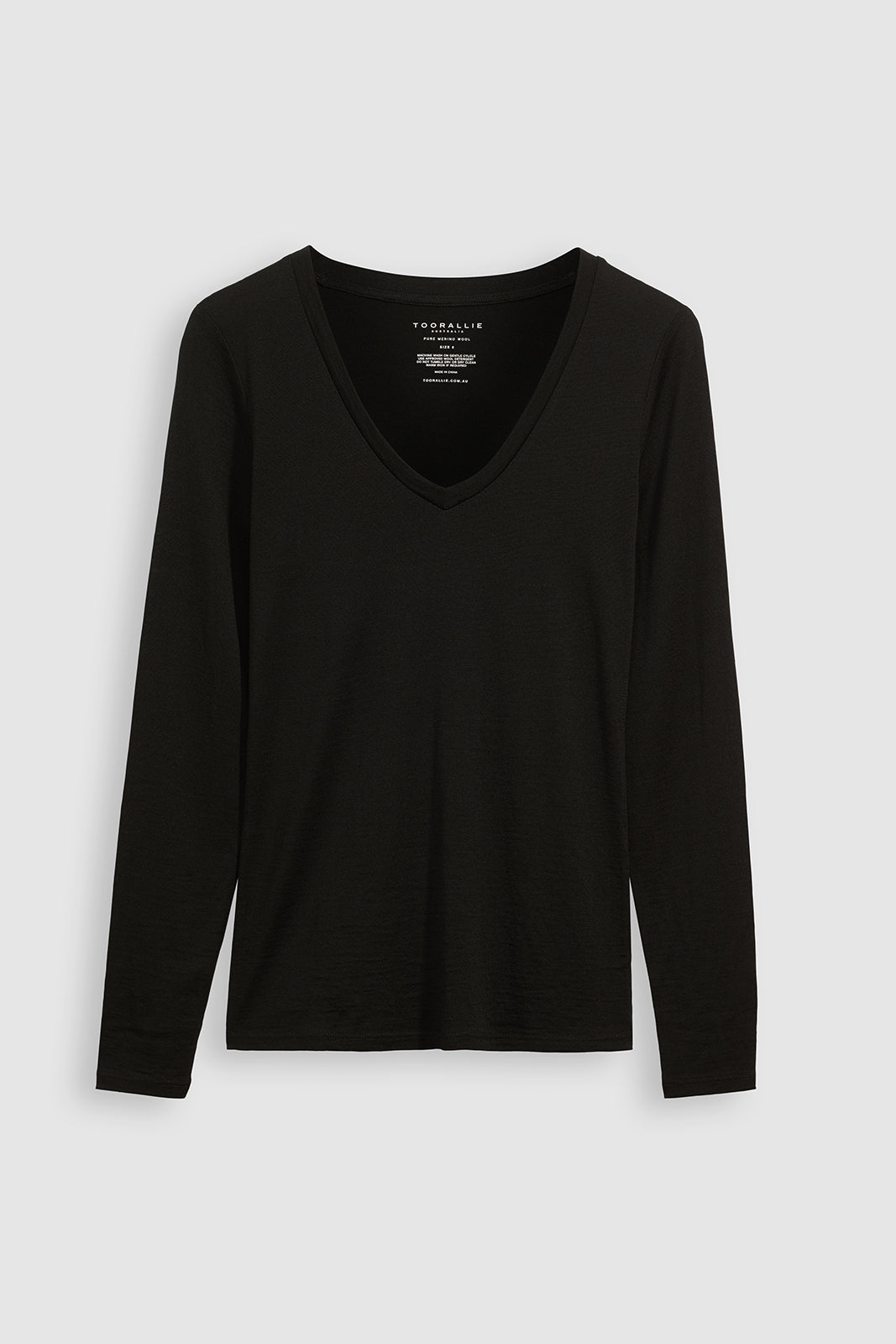 Toorallie. V Neck Merino Tee- Black