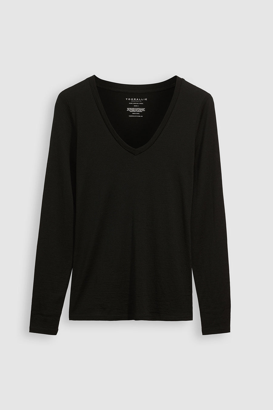 Toorallie. V Neck Merino Tee- Black