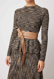 Oncewas II HARMONY Space Dye Peplum Knit - Black Pampas