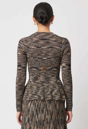 Oncewas II HARMONY Space Dye Peplum Knit - Black Pampas