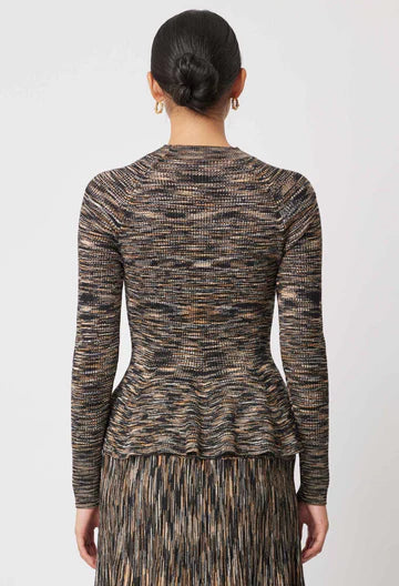 Oncewas II HARMONY Space Dye Peplum Knit - Black Pampas