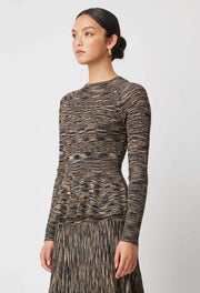 Oncewas II HARMONY Space Dye Peplum Knit - Black Pampas